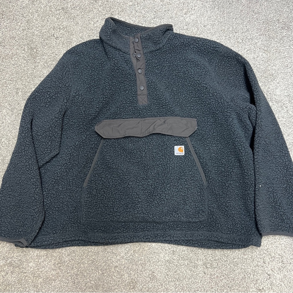 Carhartt Mens 3XL Gray Fleece Sherpa Jacket Relaxed Fit Snap Pullover 0J4991-M